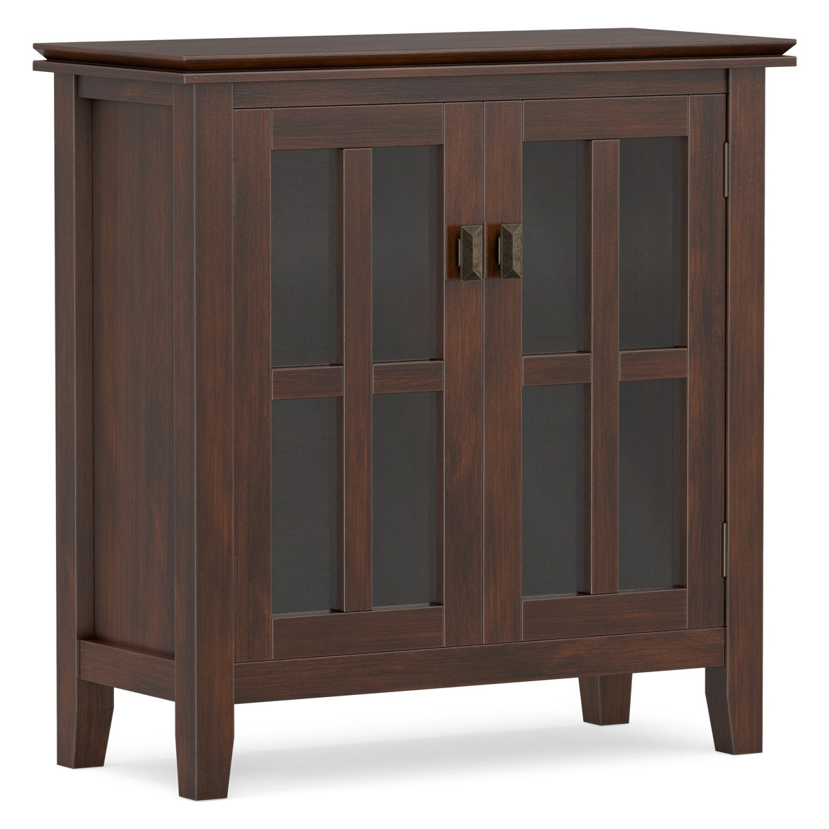 Accent Cabinet, 30 in Wide, Solid Wood with Tempered Glass Doors