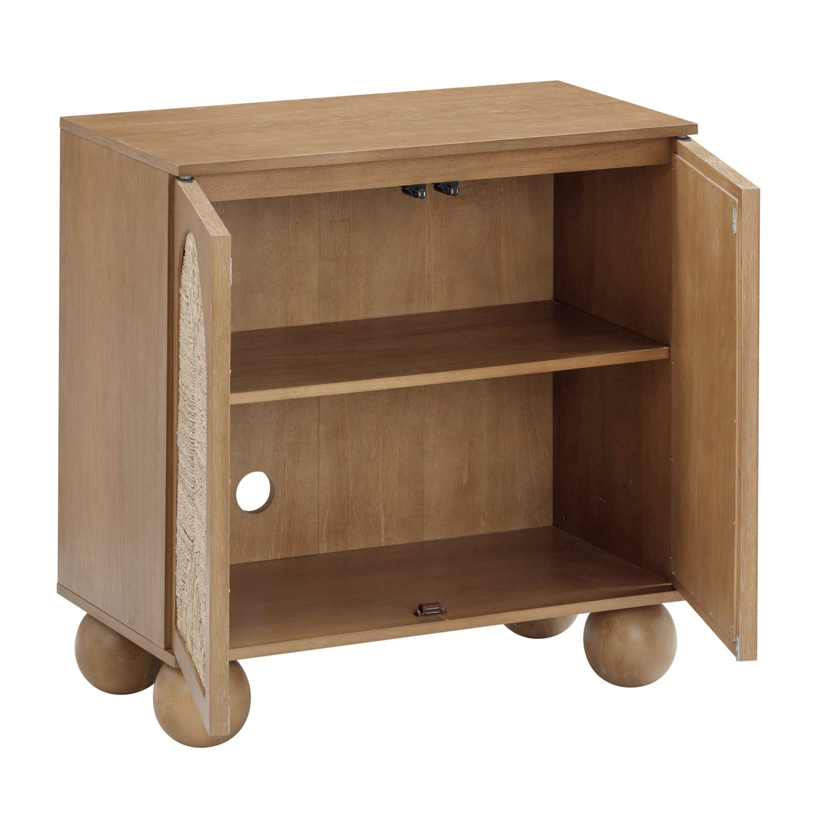 Accent Cabinet in Solid Wood with Woven Seagrass Doors, Natural