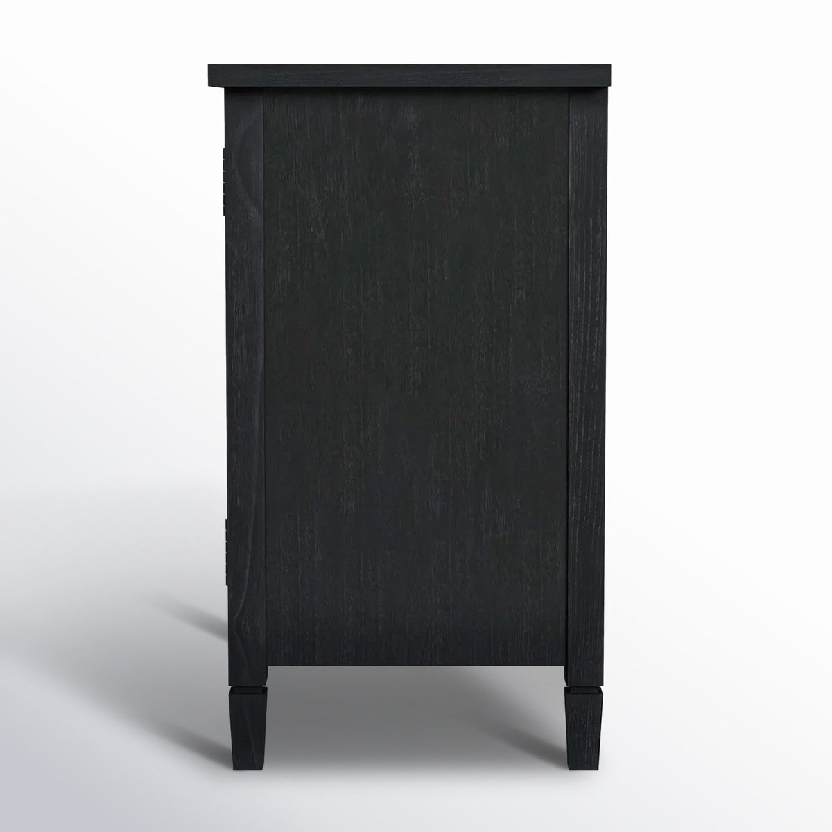 Accent Cabinet with 2 Cane Doors and Solid Wood Frame in Washed Black