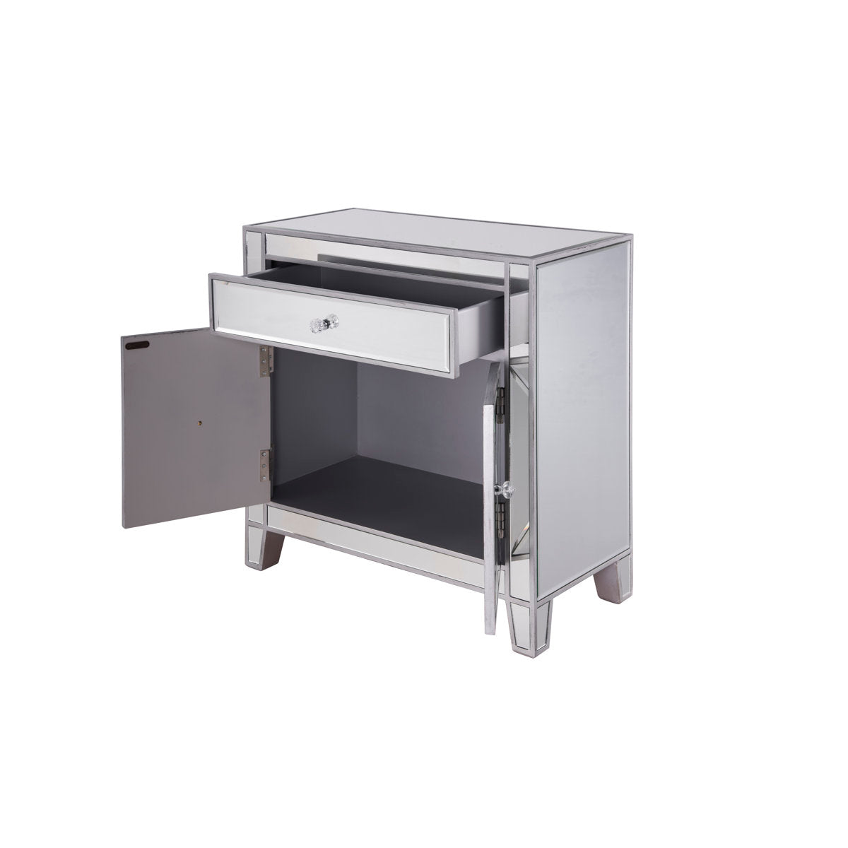 Accent Cabinet with 2 Doors in Silver Mirrored Finish