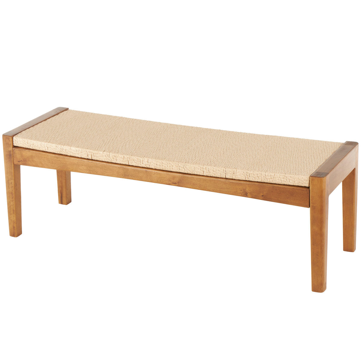 Bench, Solid Wood with Squared Legs, Brown