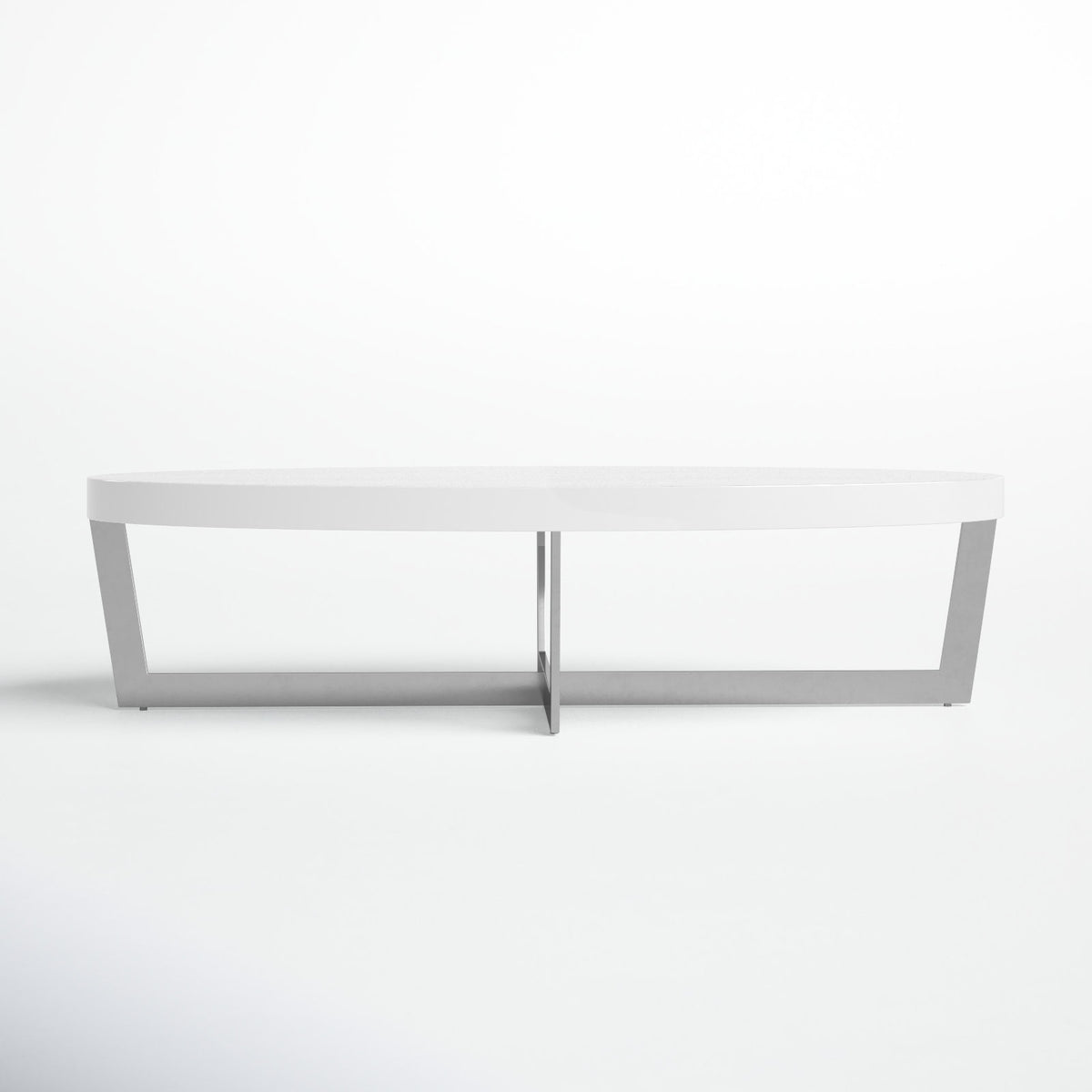 Coffee Table, Oval Manufactured Wood Top with Steel Cross Legs
