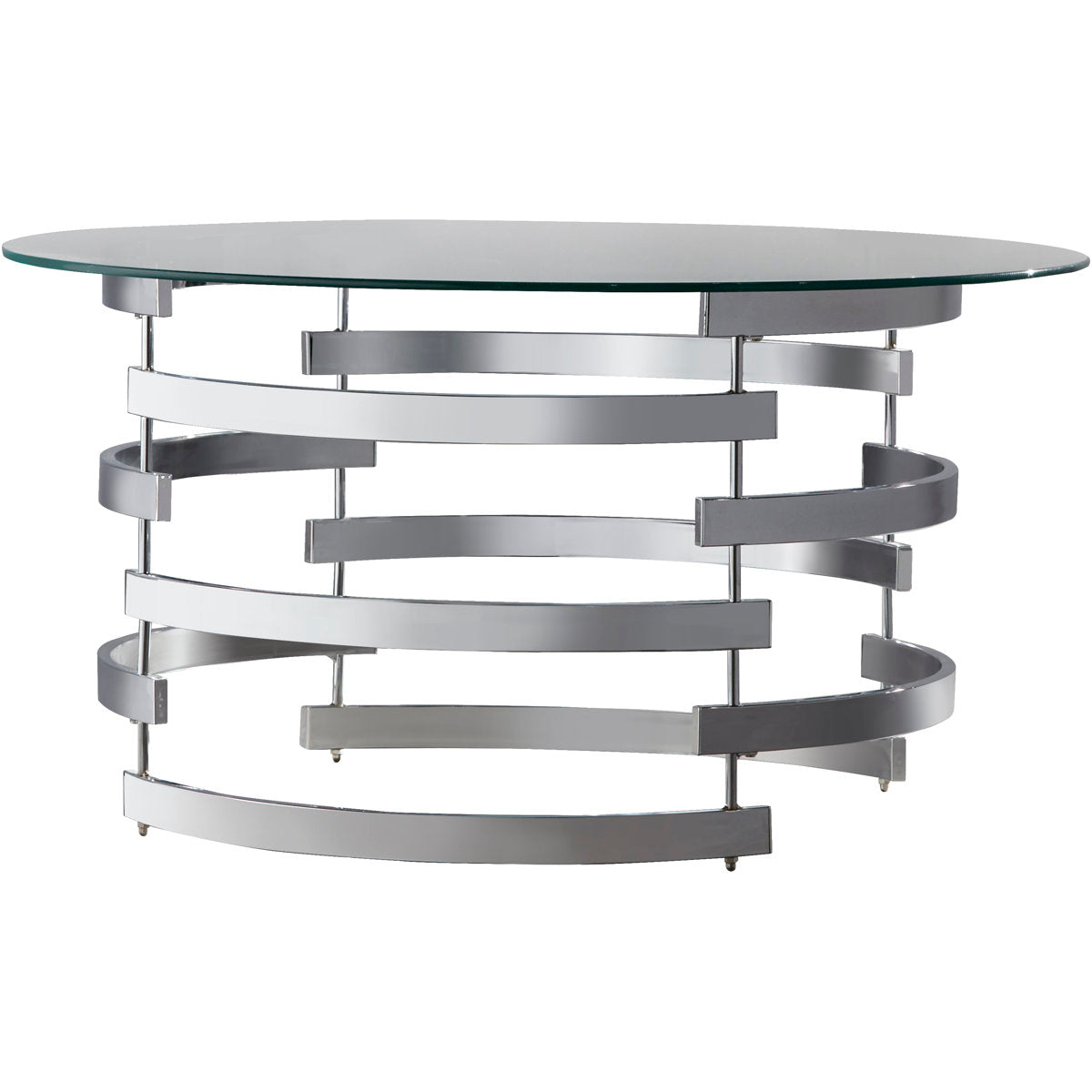 Coffee Table, Round Tempered Glass Top with Chrome Iron Frame