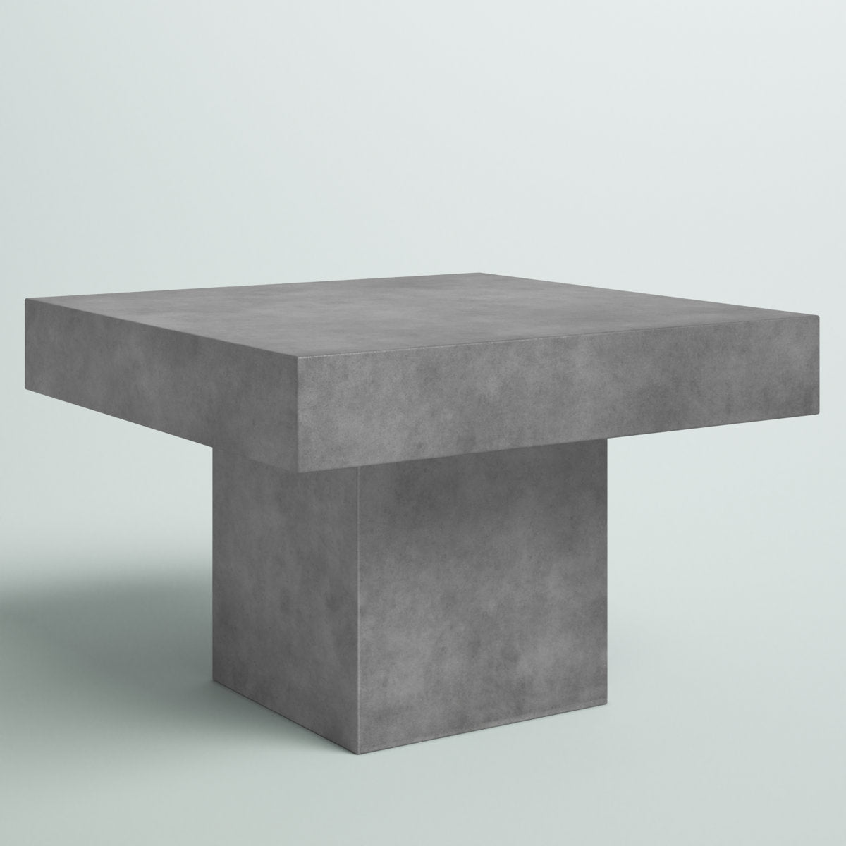Coffee Table, Square Concrete, Dark Gray, Pedestal Base
