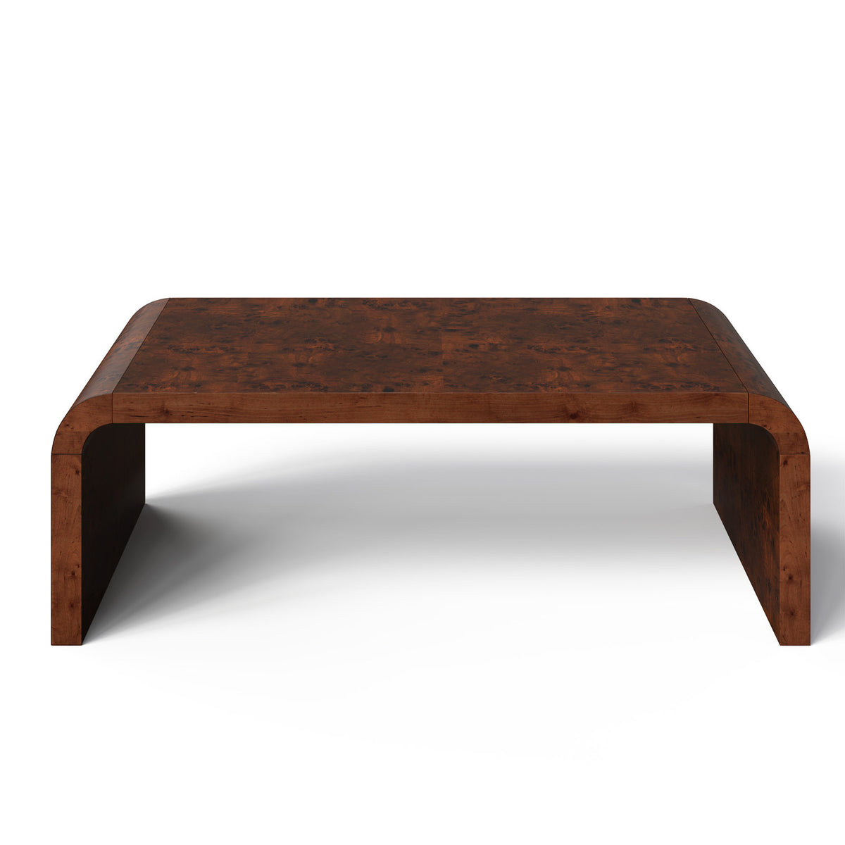 Coffee Table with Burl Wood Top in Dark Brown Wood