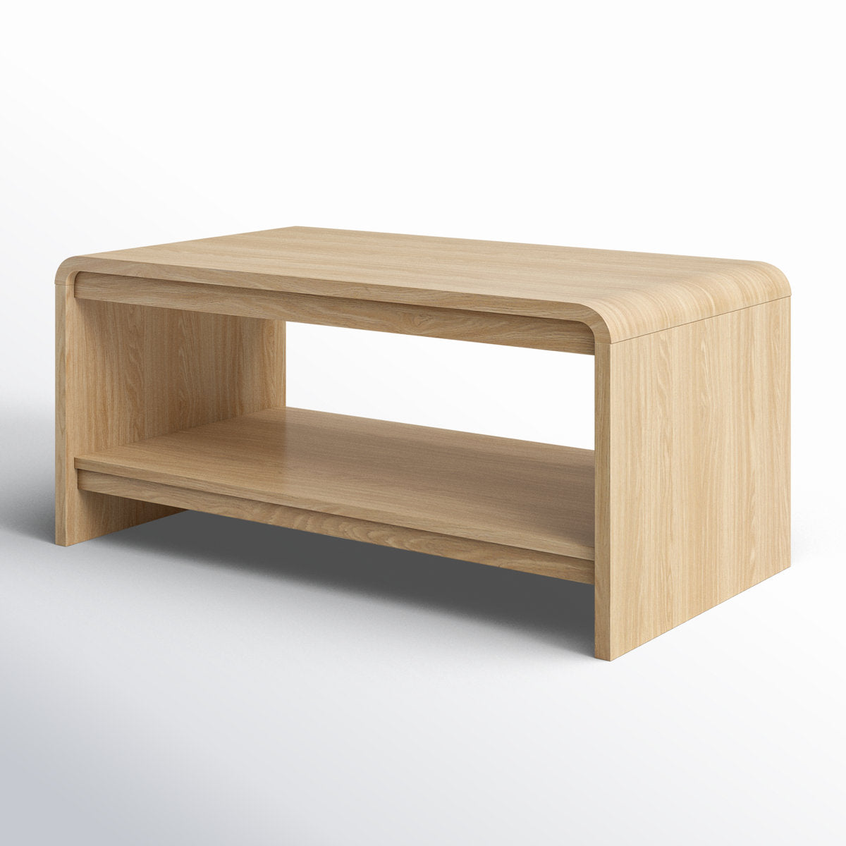 Coffee Table with Shelf Storage, Light Oak Tone