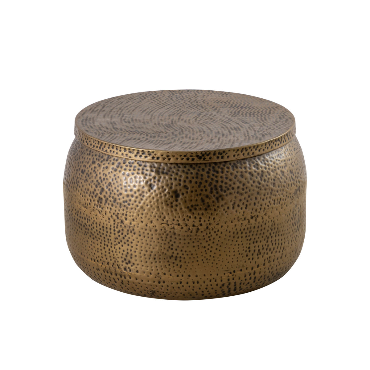 Coffee Table with Storage, Brass Hammered Iron