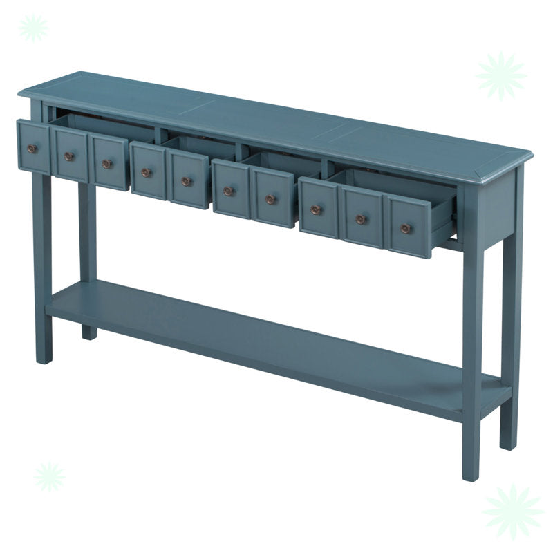 Console Table, 60 Inch Wide, Solid Pine Base with Four Drawers