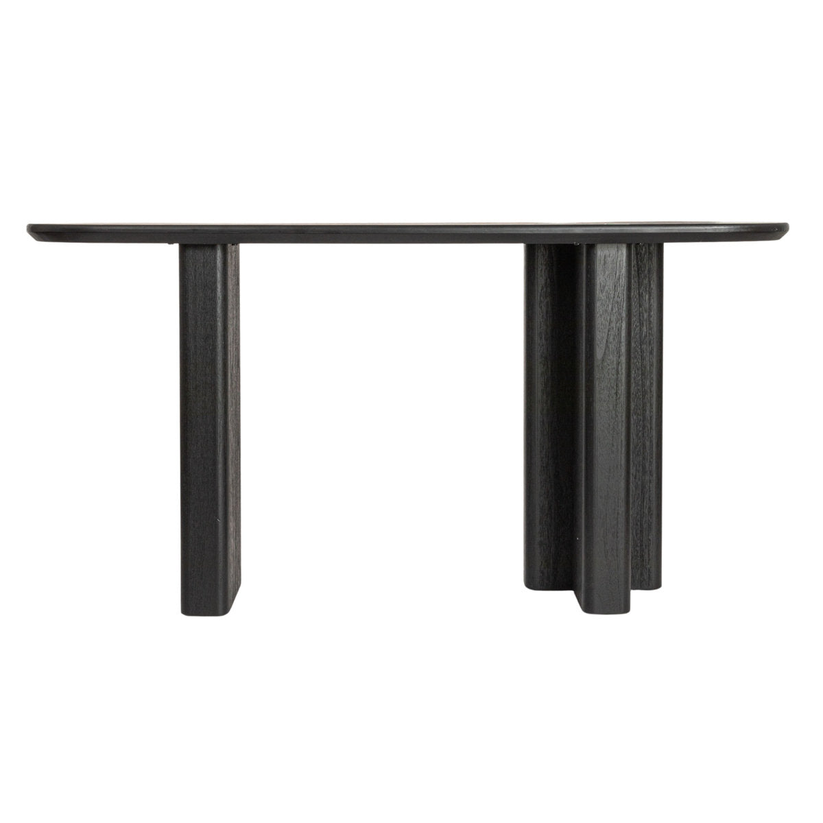 Console Table, 63 in Long, Black Solid Wood Top and Base