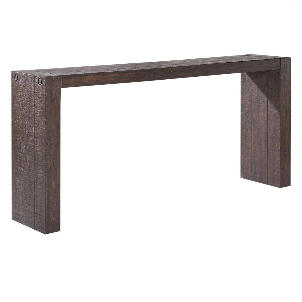 Console Table, 64 in W, Solid Acacia Wood with Wire-Brushed Finish