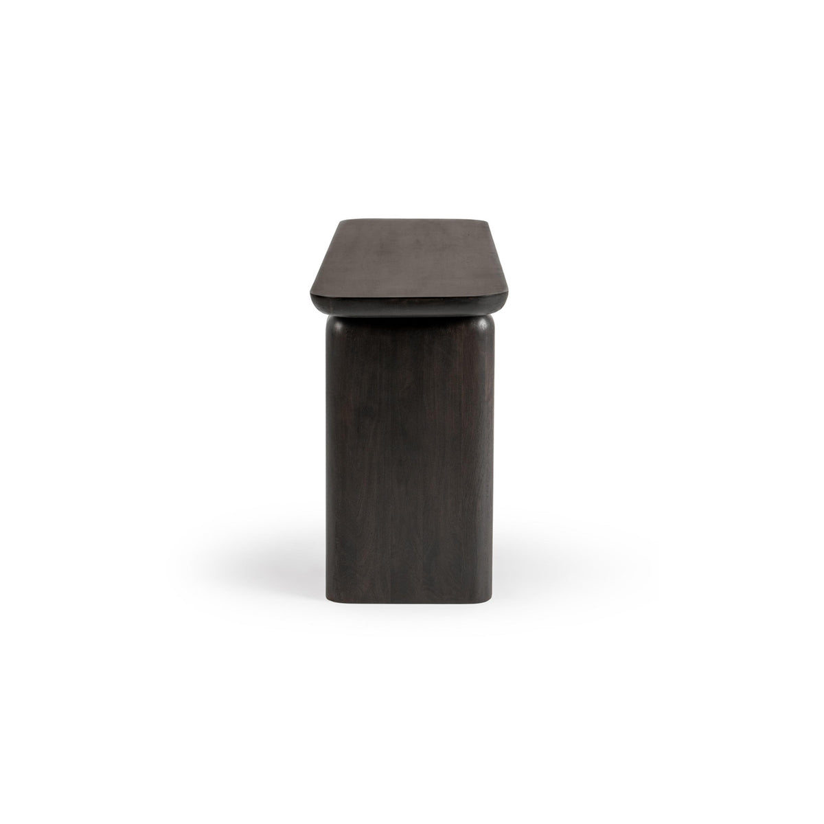 Console Table in Solid Mango Wood with Sled Base, Truffle Roast