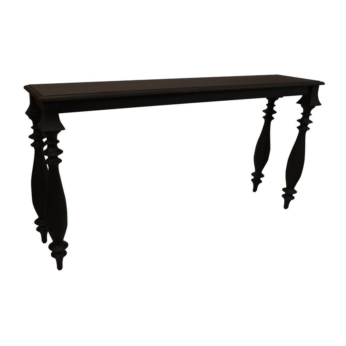 Console Table, Solid Mango Wood with Antique Black Top