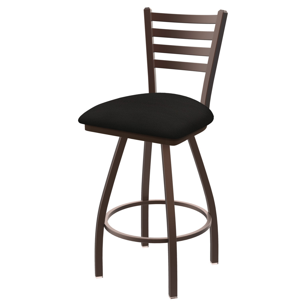 Counter Stool, Espresso Vinyl Seat, Bronze Steel Frame, 25 Inch Seat Height