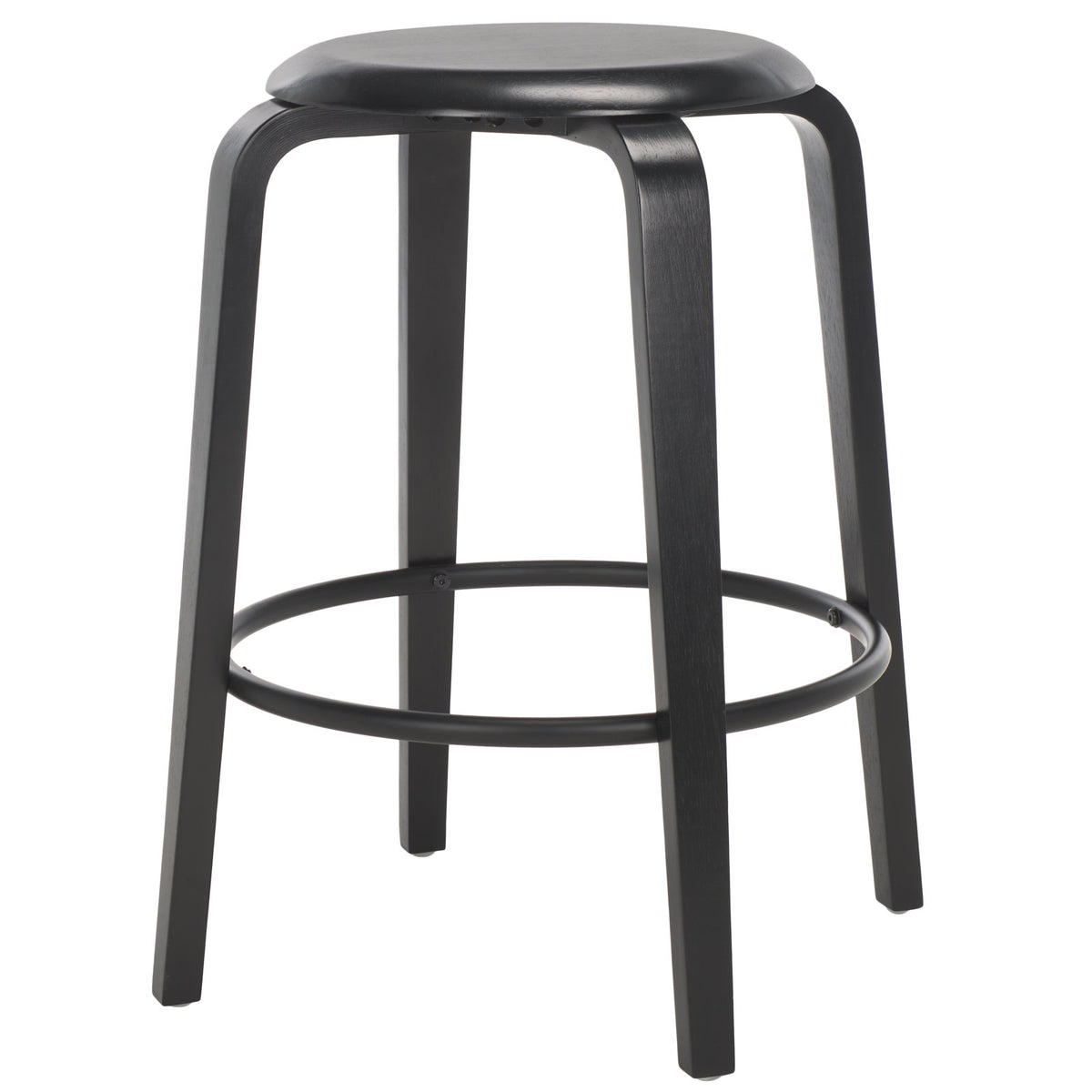 Counter Stool, Stackable, Solid Wood Frame, Black