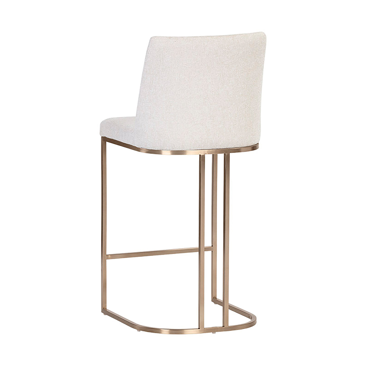 Counter Stool, Stainless Steel Frame, Oatmeal Fabric Seat, Cantilever Legs