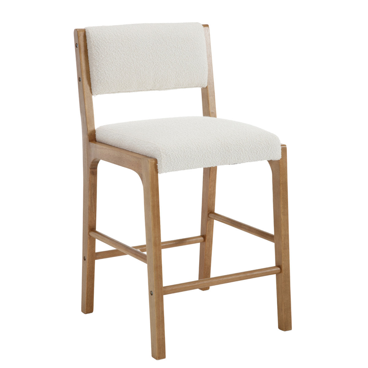 Counter Stools, Set of 2, Fabric Upholstered, Solid Wood Frame