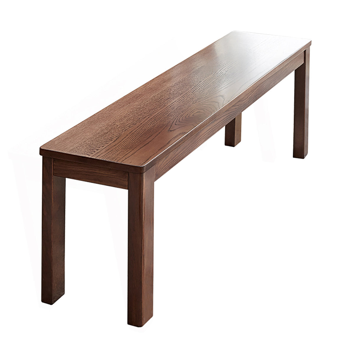 Dining Bench, 47.29 in Wide, Solid Oak Wood in Walnut