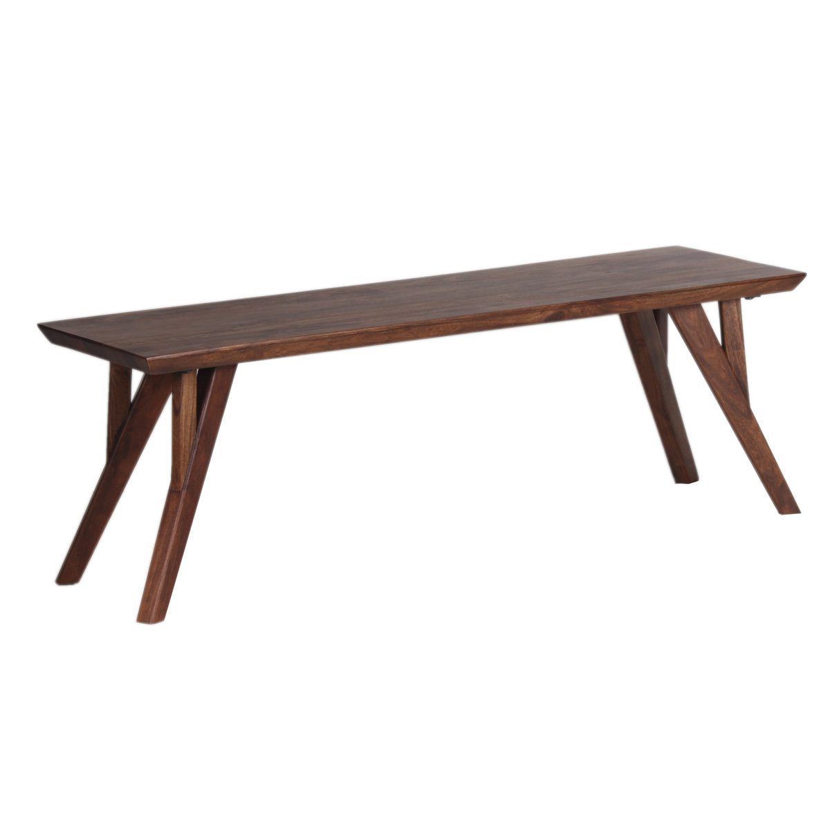 Dining Bench, 55 in W, Solid Acacia Wood in Brown