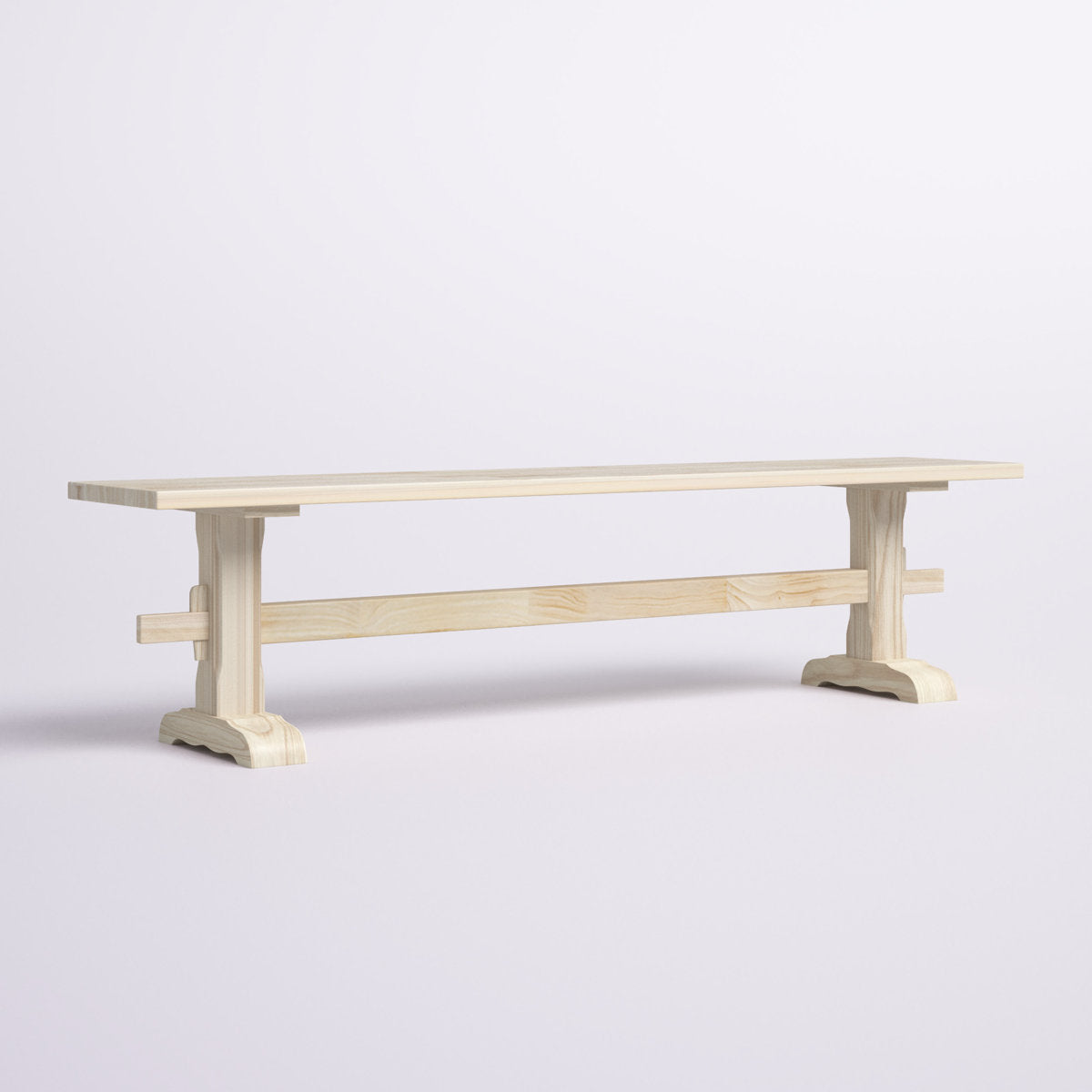 Dining Bench, 72-Inch Wide, Unfinished Solid Rubberwood
