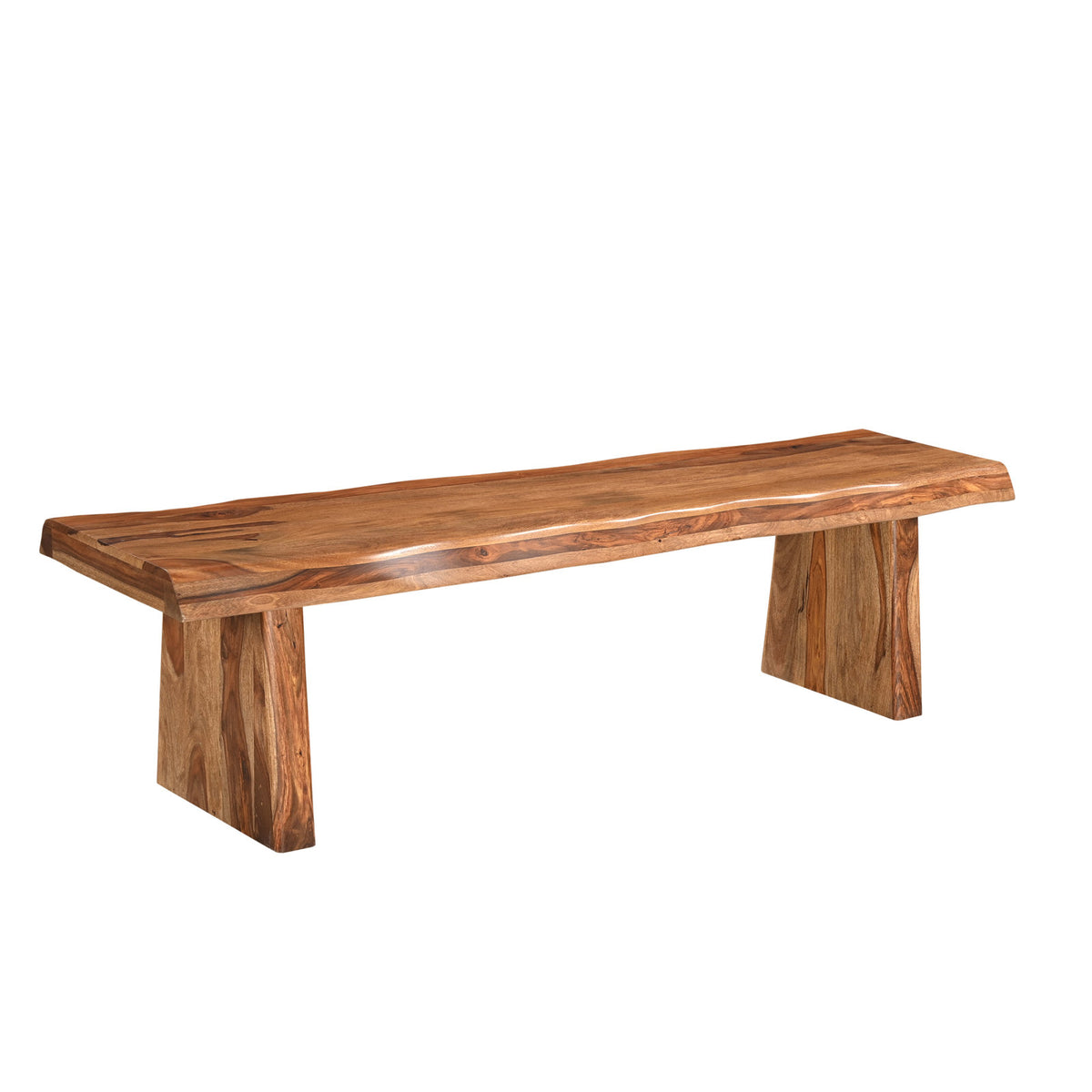Dining Bench, 75 Inch Solid Sheesham Wood with Live Edge Seat