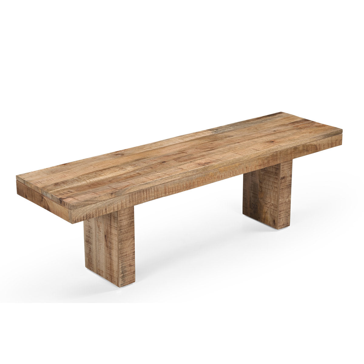 Dining Bench in Mango Wood with Solid Wood Legs, 60 in W