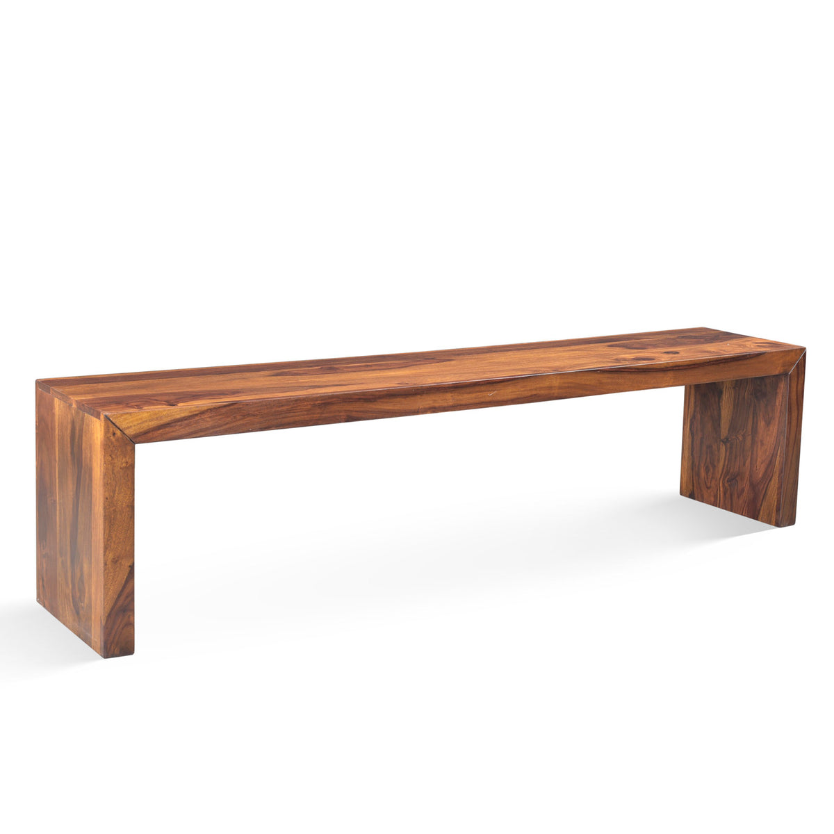 Dining Bench in Solid Sheesham Wood, 71 in W, Natural