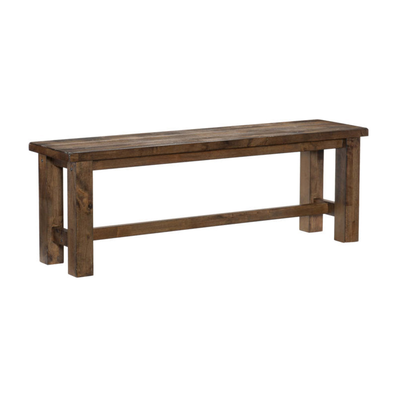 Dining Bench in Solid Wood, 52 in Wide, Burnished Brown