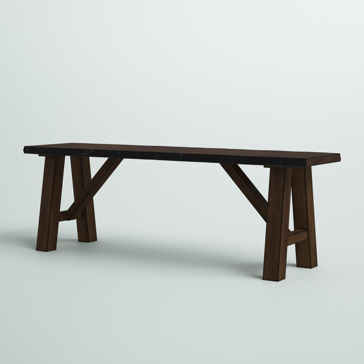 Dining Bench, Seats Two, Solid Wood with Brown Finish