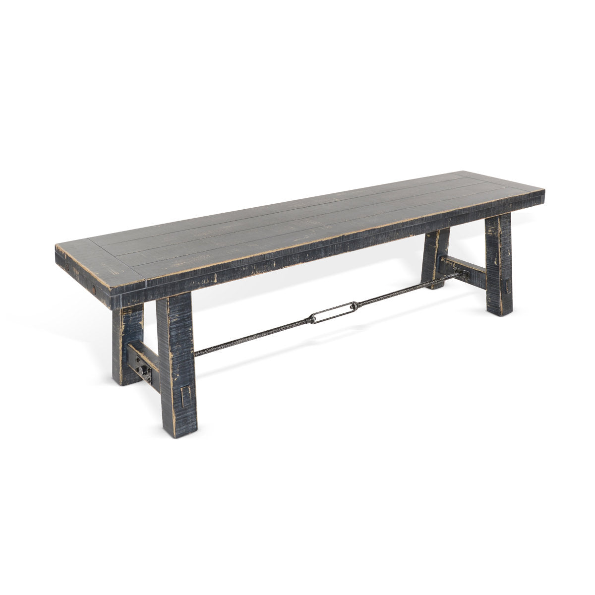 Dining Bench, Solid Mahogany Wood with Black Finish