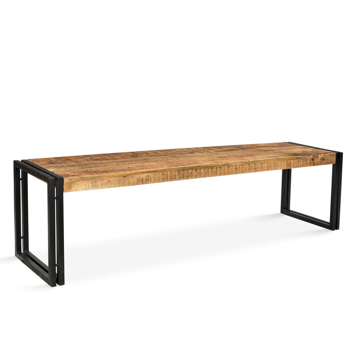 Dining Bench, Solid Mango Wood with Metal Legs, Natural