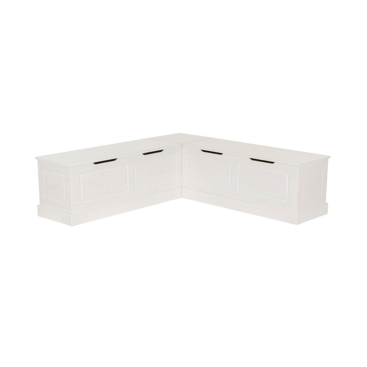 Dining Bench, Solid Pine L-Shaped Nook in White