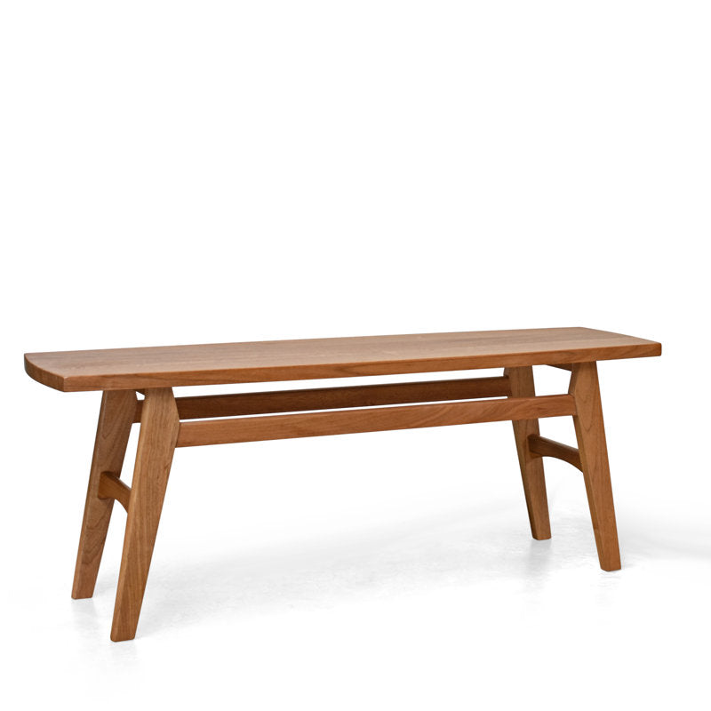 Dining Bench, Solid Walnut with Squared Legs, Light Brown