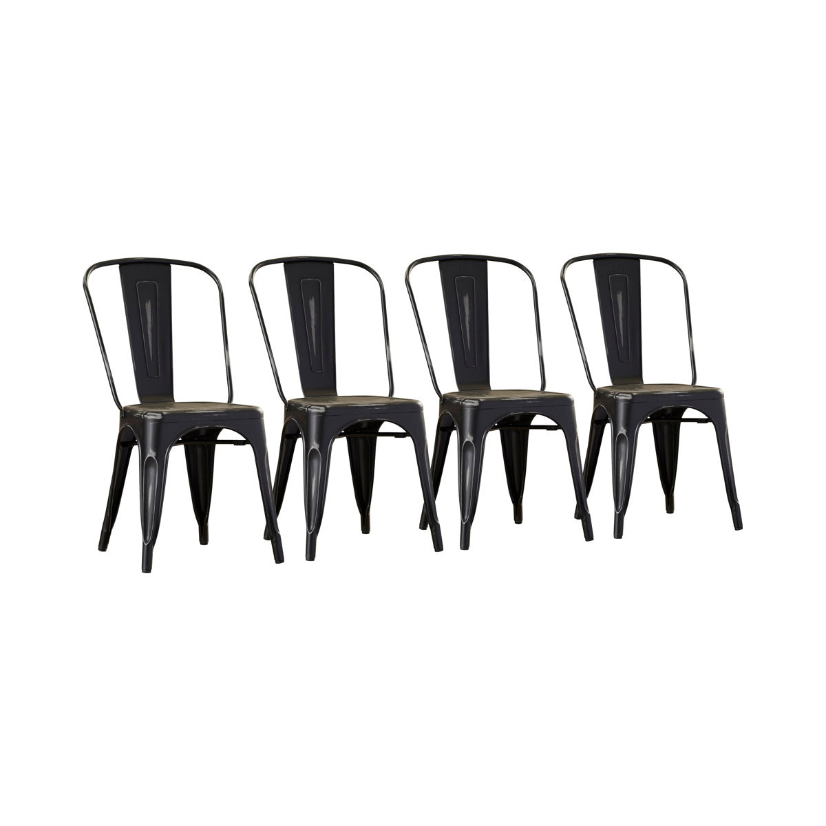 Dining Chairs, Set of 4, Antique Black Steel