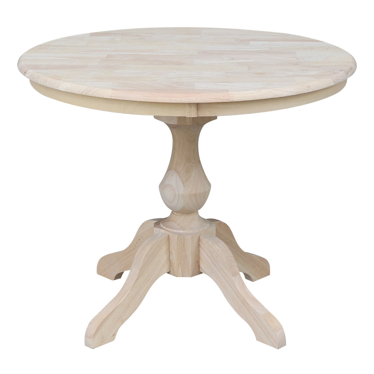 Dining Table, 36 in Round with Solid Wood Pedestal Base, Unfinished