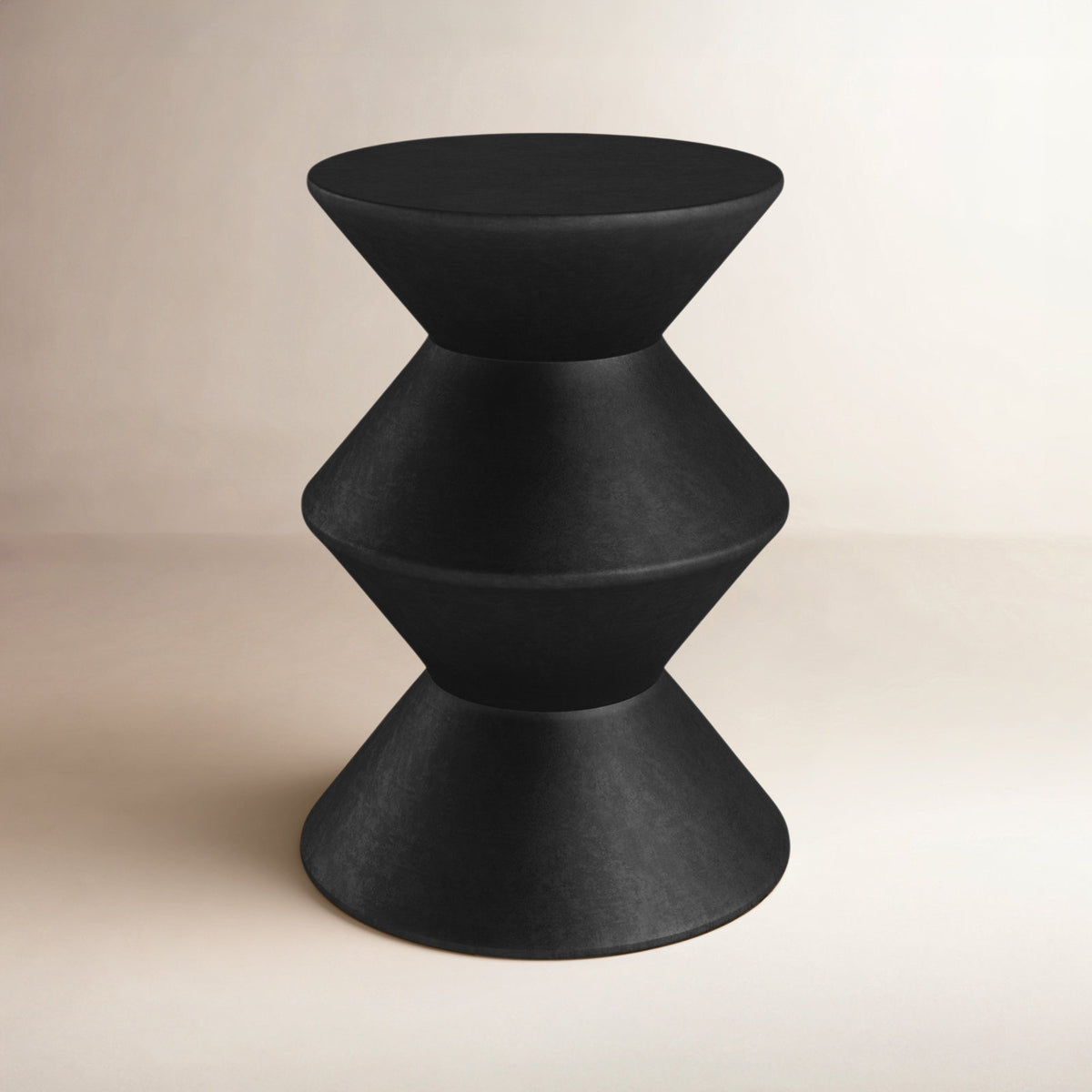 End Table, Round Concrete in Black