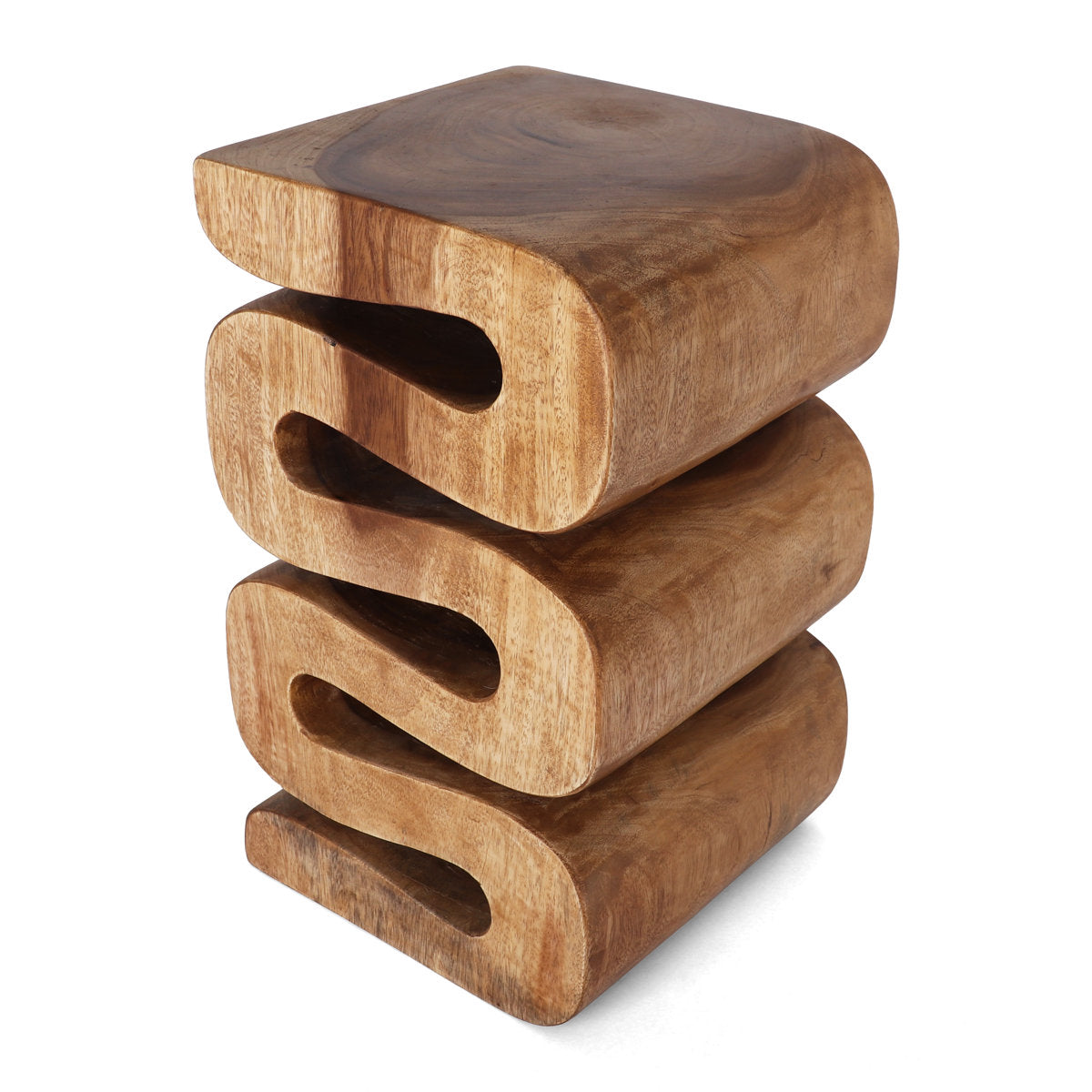 End Table, Round Solid Acacia Wood in Natural