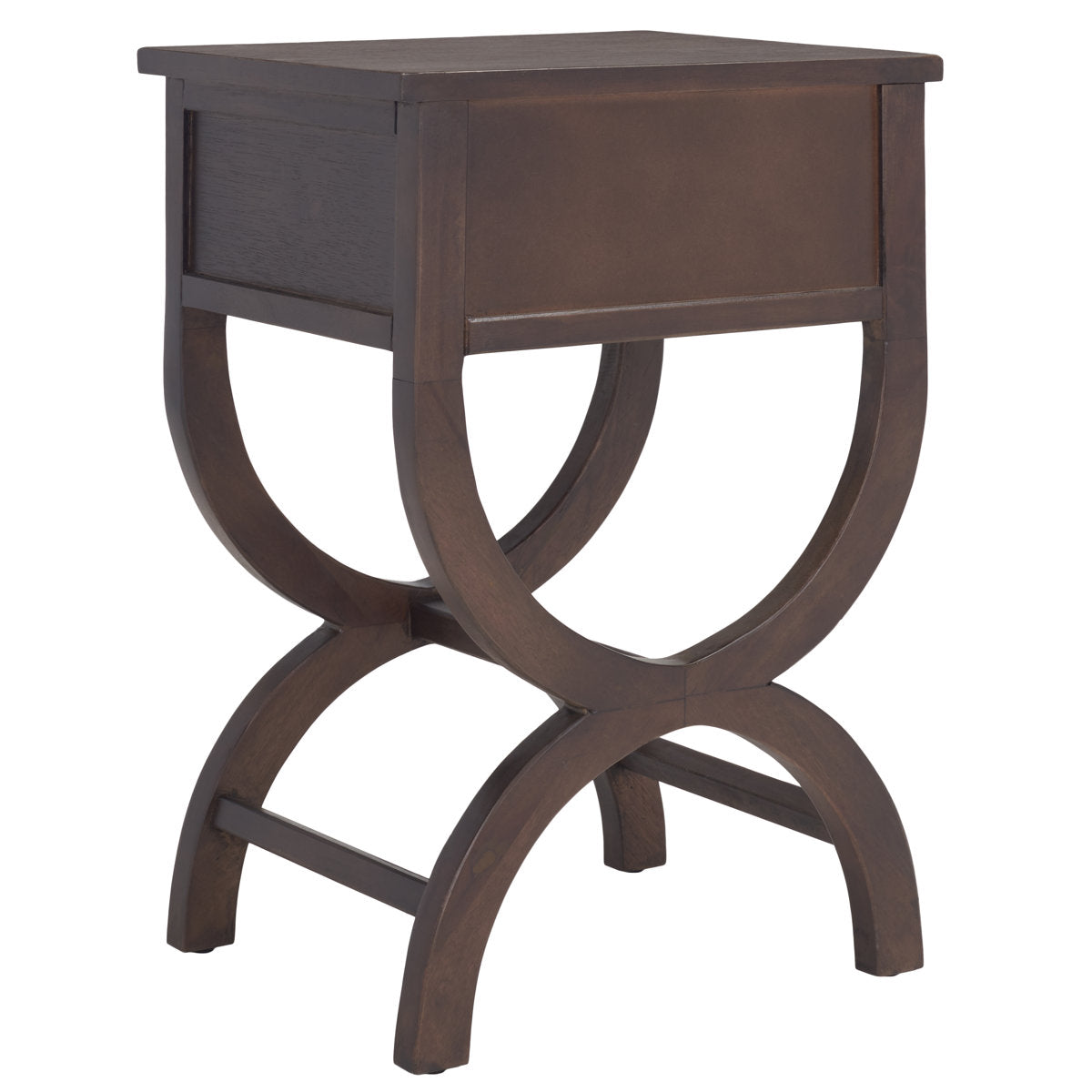 End Table, Single Drawer, Walnut Solid Wood with Trestle Base