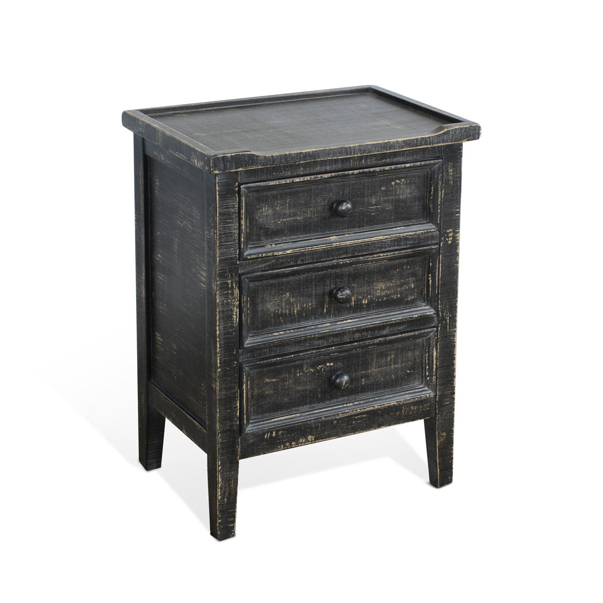 End Table, Solid Mahogany with Three Drawers in Black Sand