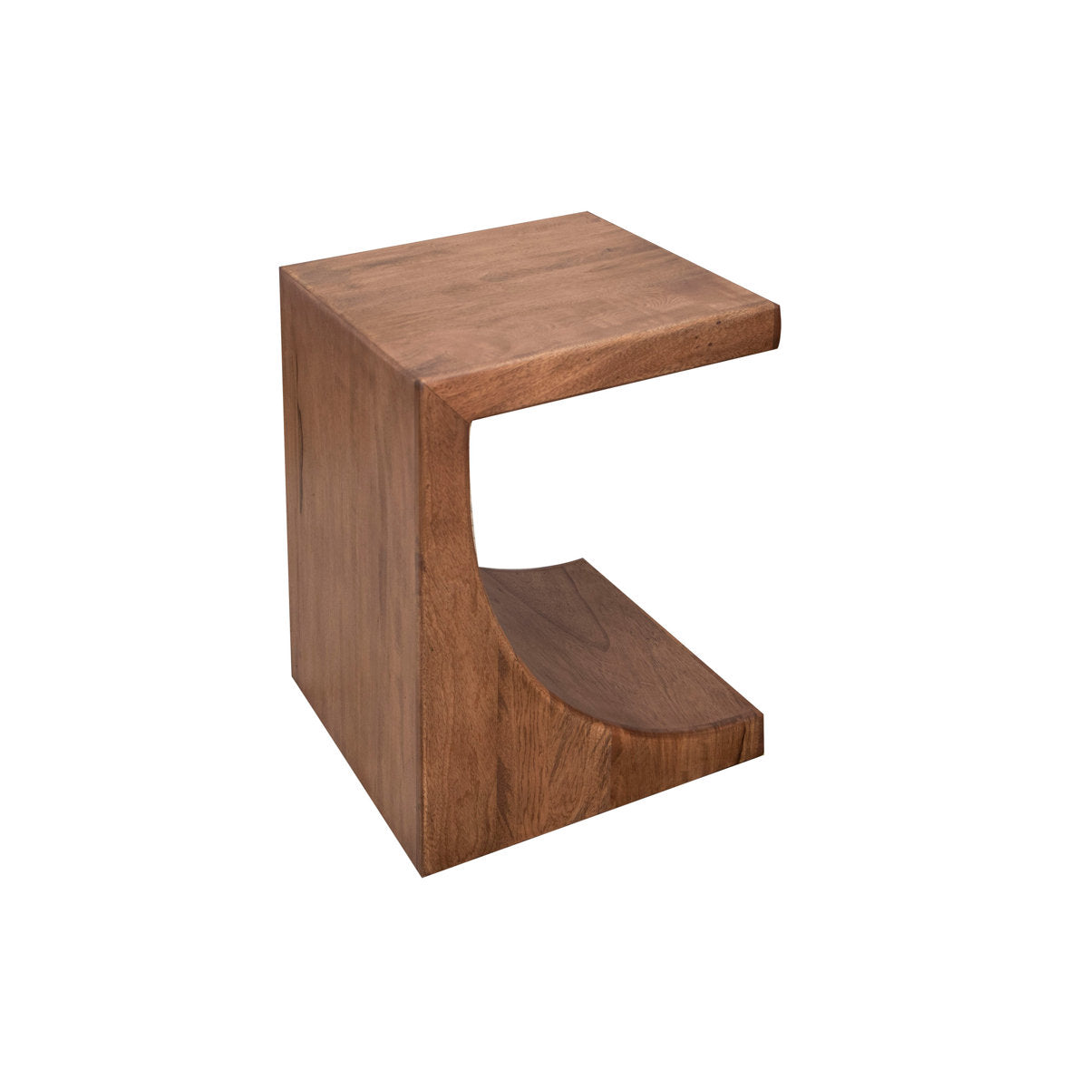 End Table, Solid Mango Wood in Brown Finish