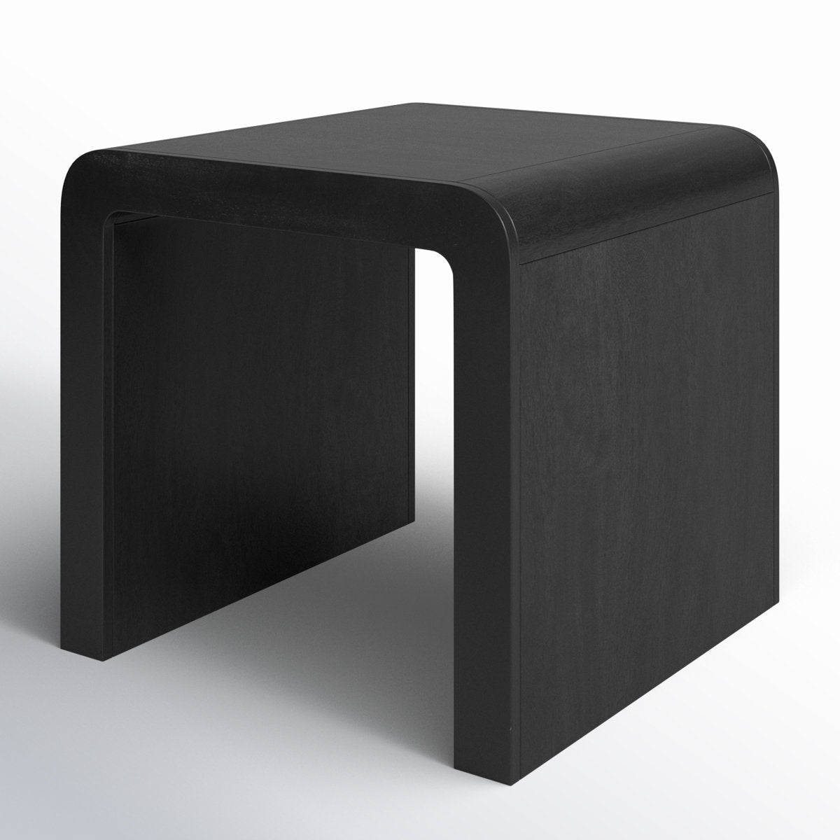 End Table, Solid Mango Wood with Black Finish, 24 in Square