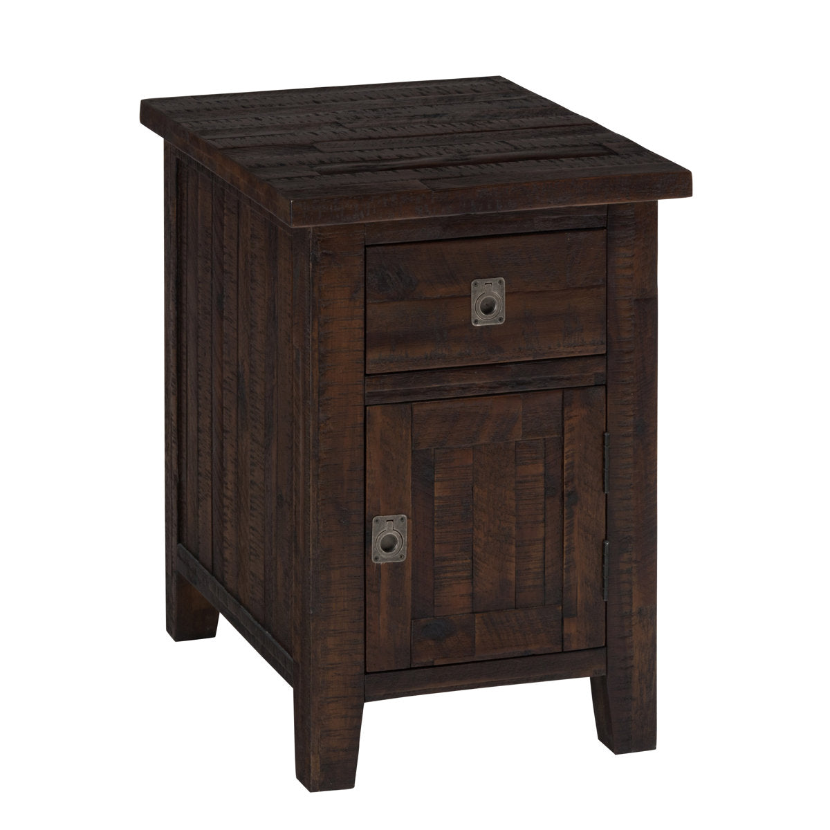 End Table, Solid Wood with Drawer and Cabinet in Deep Chocolate