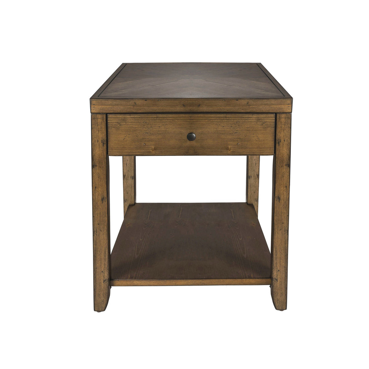 End Table with Drawer and Shelf, Brown Solid and Manufactured Wood