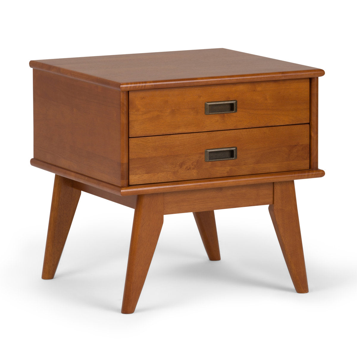 End Table with Drawer, Solid Wood, Teak Brown