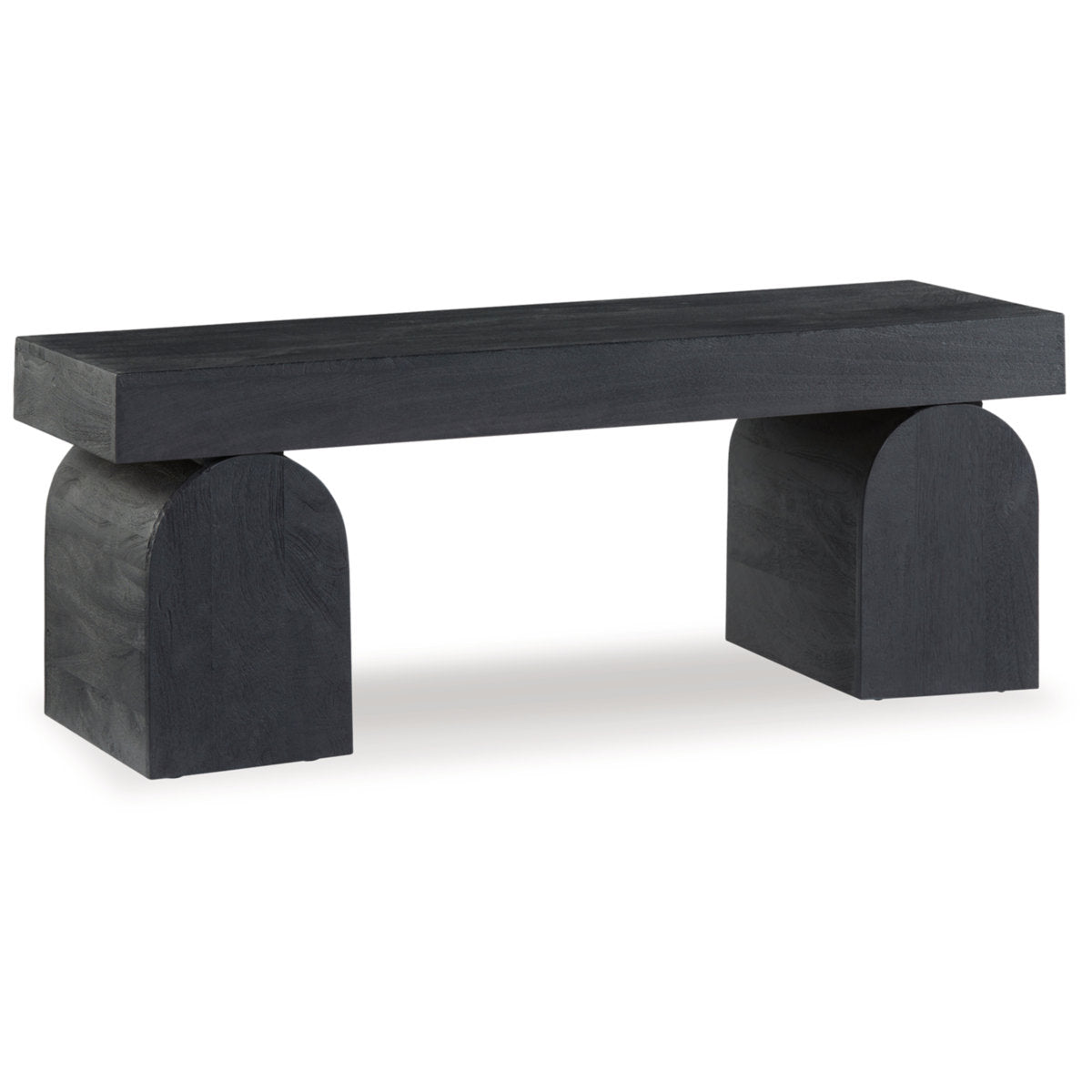 Entryway Bench, 50 Inch Wide, Black Solid Wood with Gray Legs
