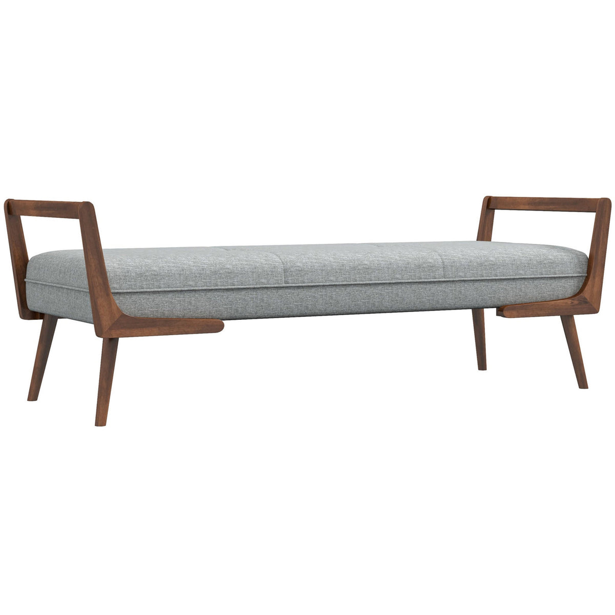 Entryway Bench, Button-Tufted Dark Gray Polyester Blend with Solid Wood Legs