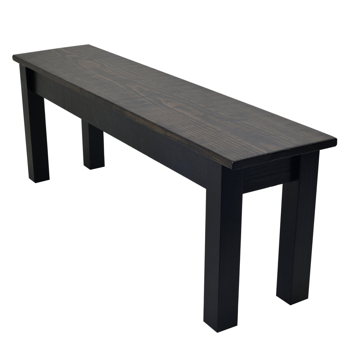 Entryway Bench, Solid Wood, Dark Walnut Top with Black Legs