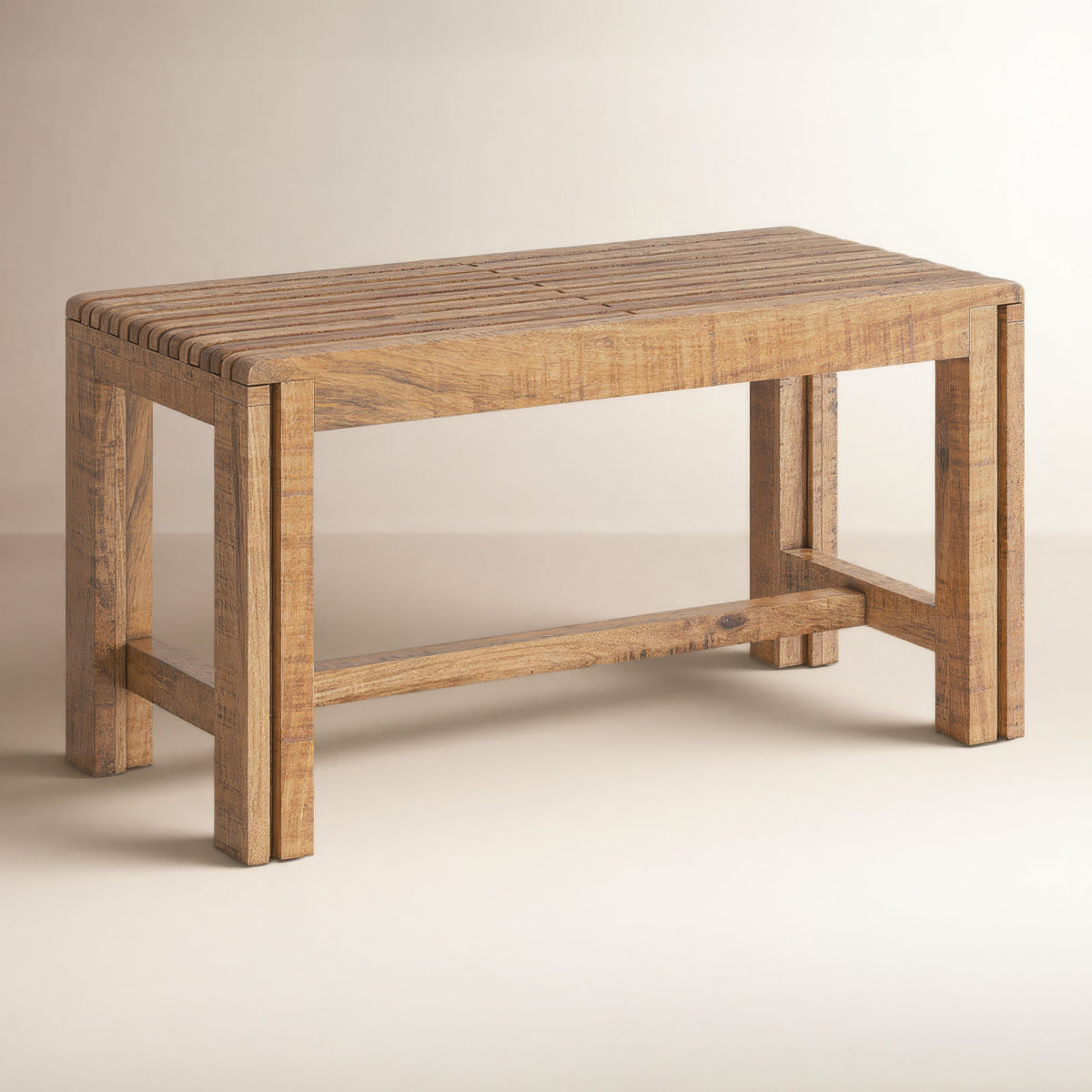 Entryway Bench, Solid Wood with Expanding Frame, Natural