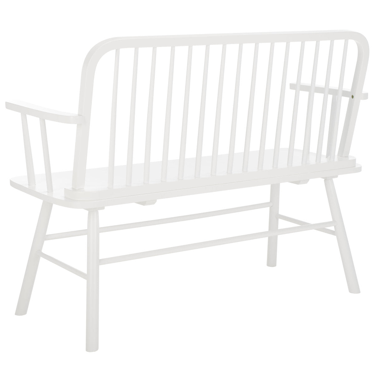 Entryway Bench, Solid Wood with Spindle Back in White