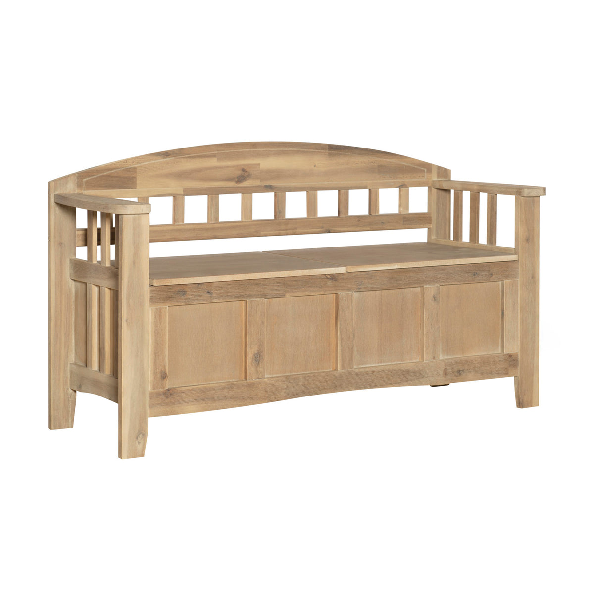 Entryway Storage Bench, Solid Wood with Natural Wash Finish