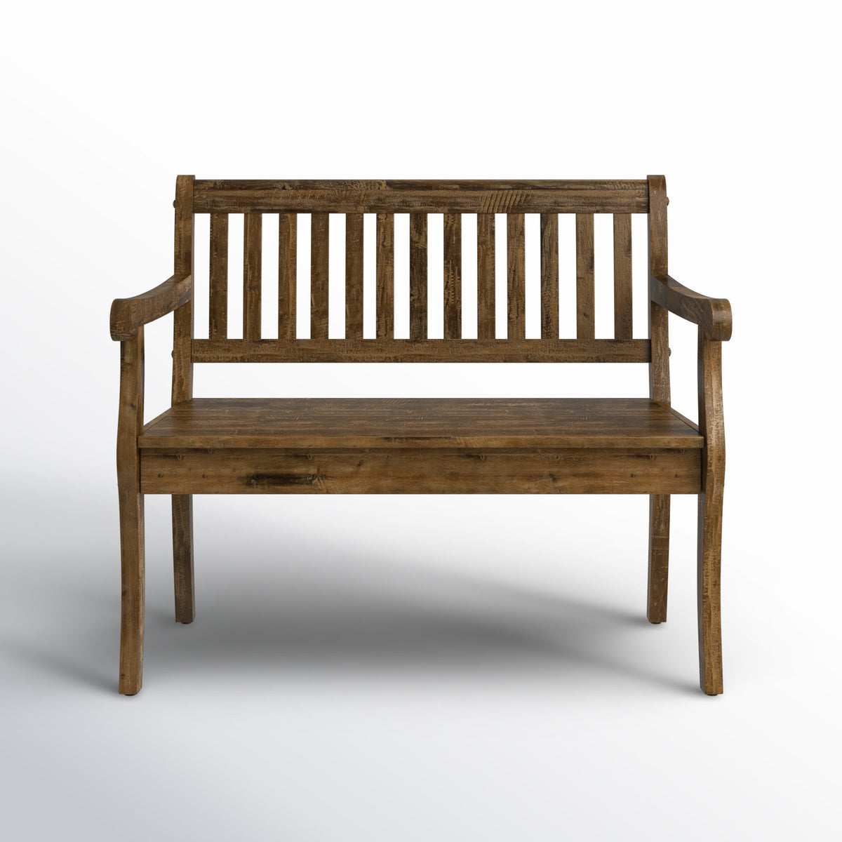 Entryway Storage Bench with Solid Wood Construction in Distressed Brown